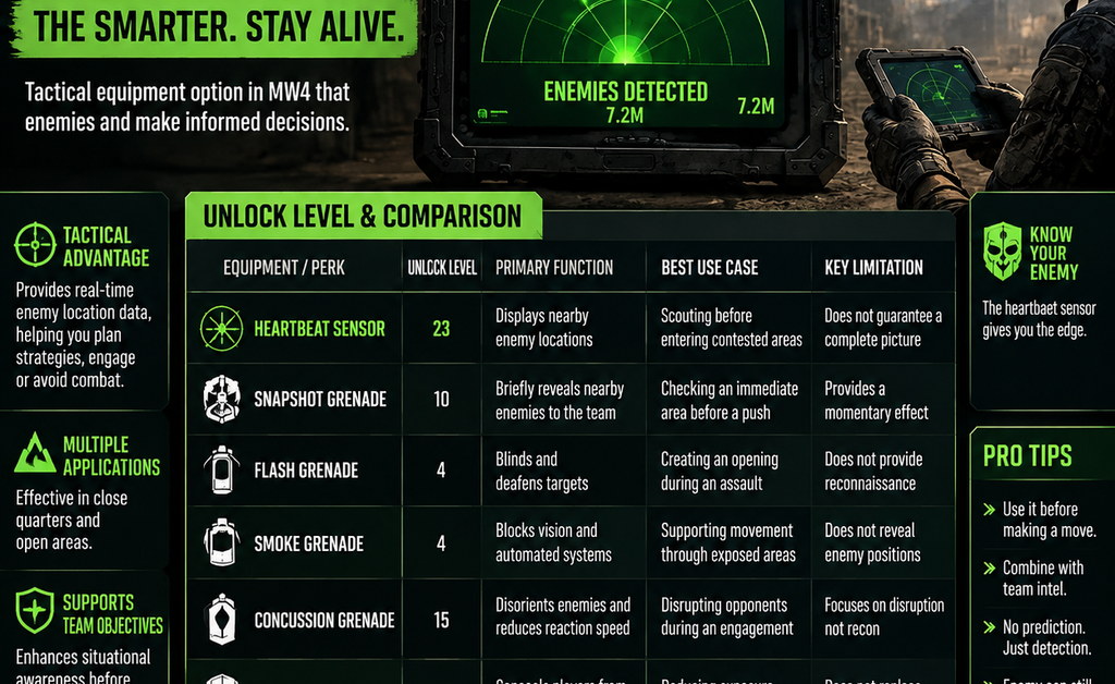 MW4 Heartbeat Sensor: Mechanics, Unlock Level, and Tactical Uses